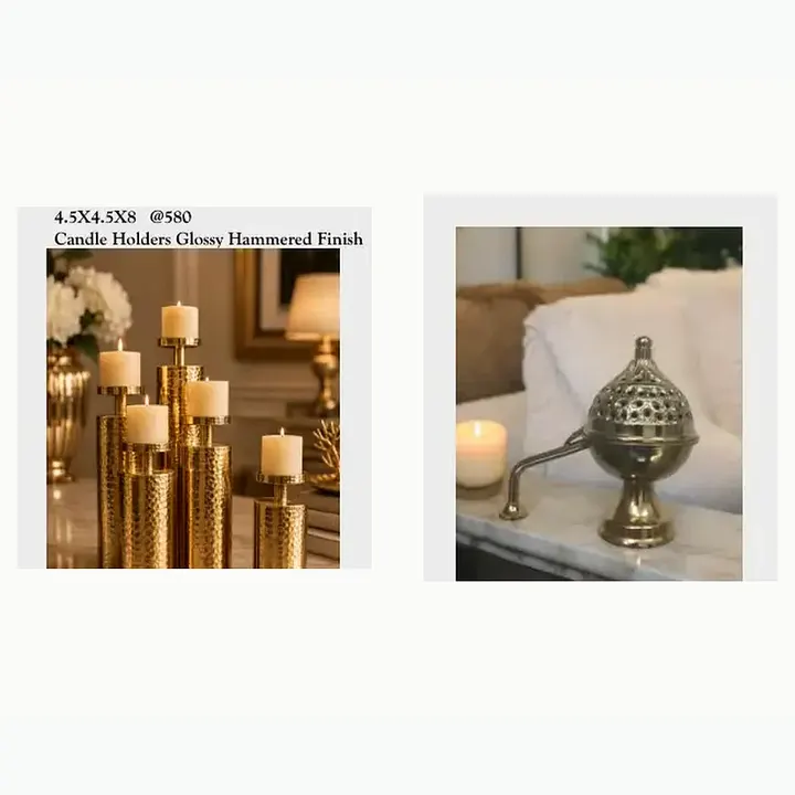 Candle Holders Glossy Hammered Finish