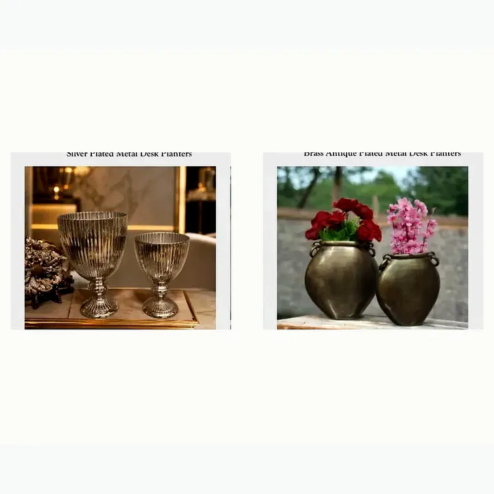 Silver Plated Metal Desk Planters