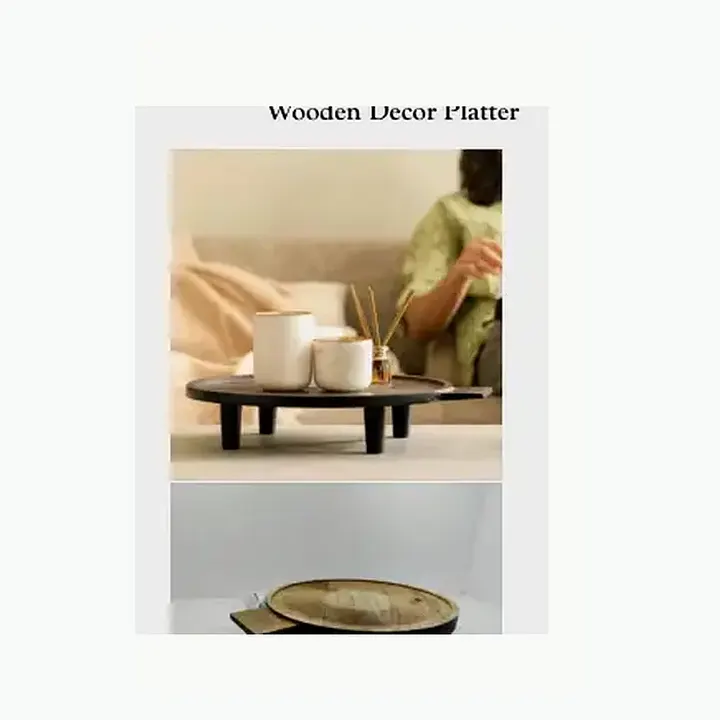 #904 13.5X13.5X3 @570 Wooden Décor Platter #905 12X12X2.5 @495 Wooden Décor Platter detail