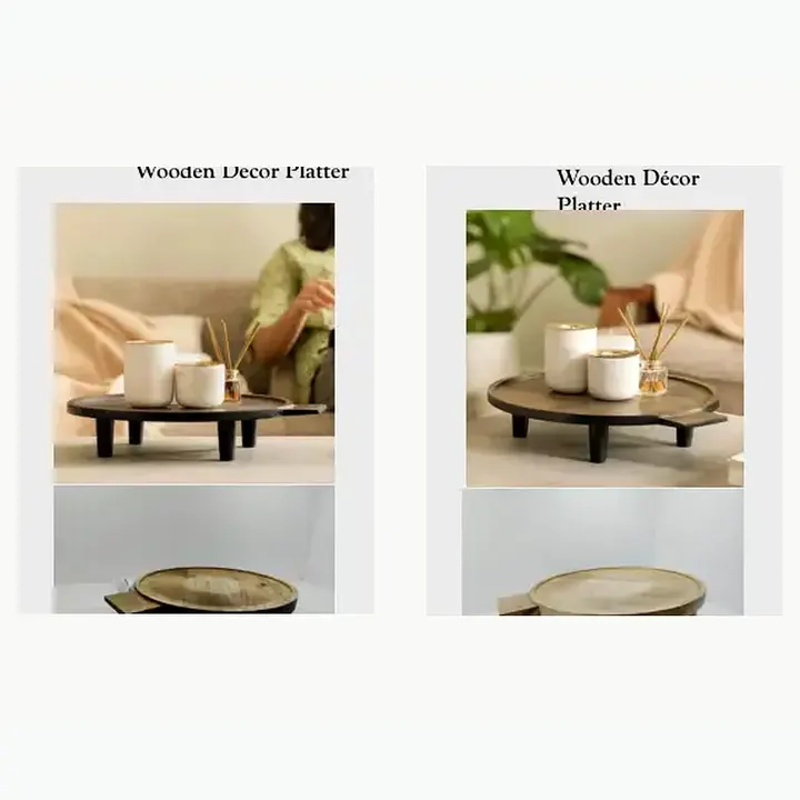 #904 13.5X13.5X3 @570 Wooden Décor Platter #905 12X12X2.5 @495 Wooden Décor Platter