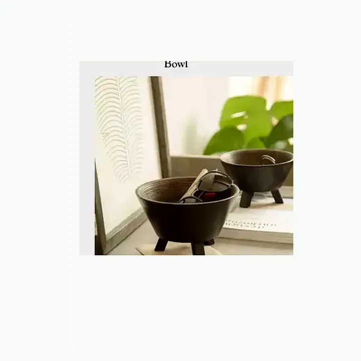 Wooden Décor Bowl & Metal Stand alternate view
