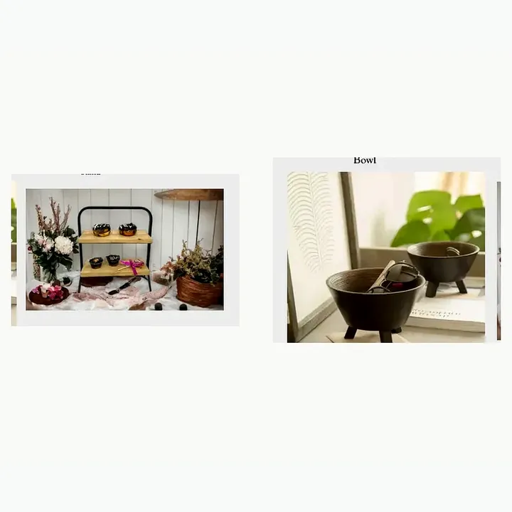 Wooden Décor Bowl & Metal Stand