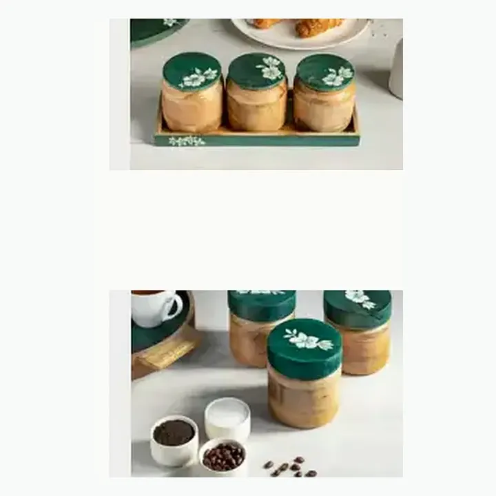 Wooden 3 Jars & Tray With The alternate view