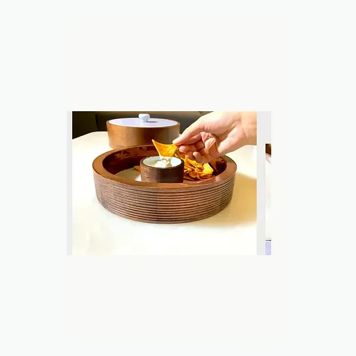 Wooden Chip Dip Tray With detail