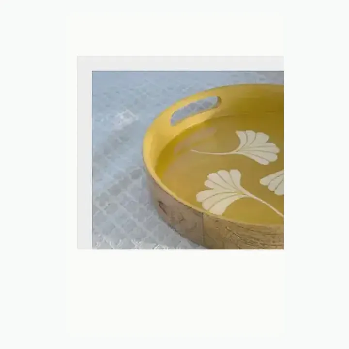 Wooden Tray With Yellow alternate view