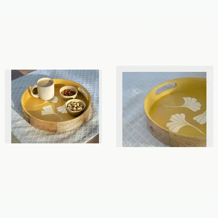 Wooden Tray With Yellow