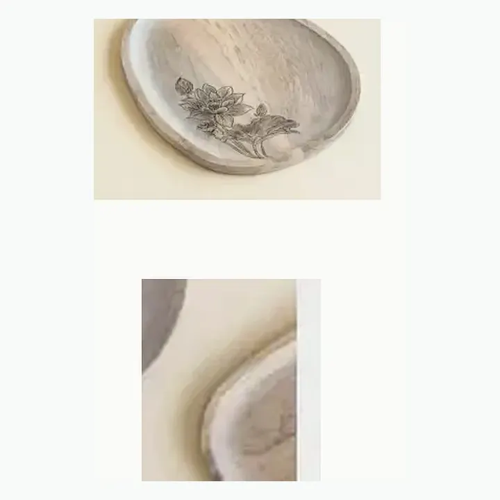 Wooden Serving Tray White Wash With detail