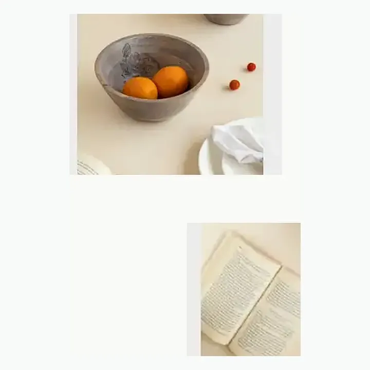 Wooden Serving Bowl White detail