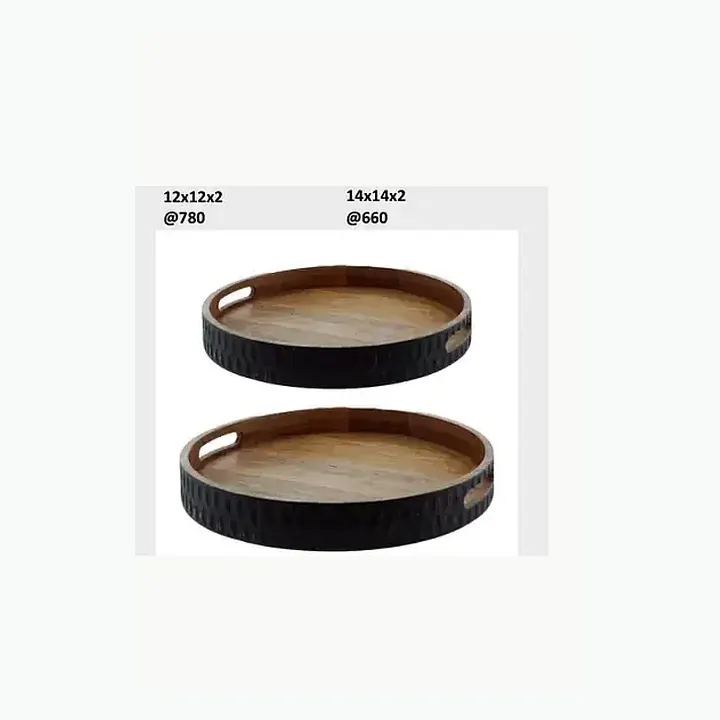 Wooden Hammered Lazy Susan & Tray Collection detail
