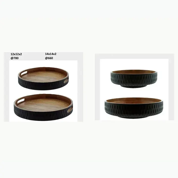 Wooden Hammered Lazy Susan & Tray Collection