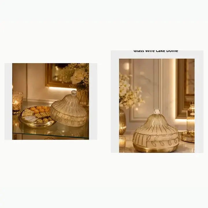 #6504 11x11x10 @1290 Glass Wire Cake Dome