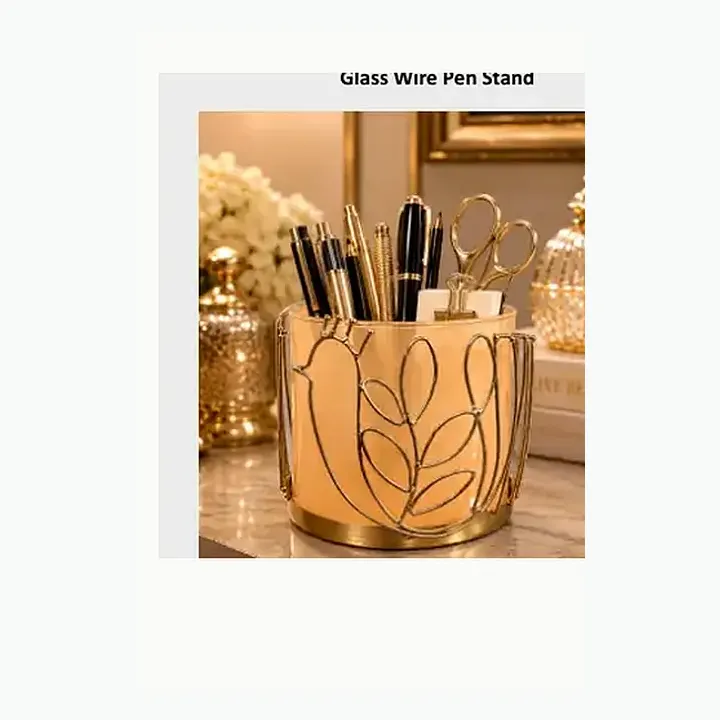 #6465 5.5x5.5x6 @495 Glass Wire Pen Stand #6464 4.25x4.25x4.5 @295 Glass Wire Votive alternate view