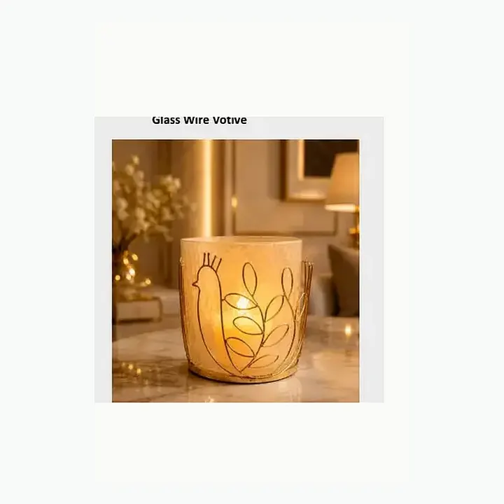 #6465 5.5x5.5x6 @495 Glass Wire Pen Stand #6464 4.25x4.25x4.5 @295 Glass Wire Votive detail