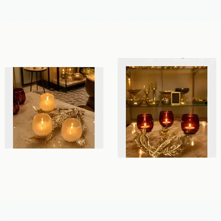 Feather Glass Twig Candle Holder