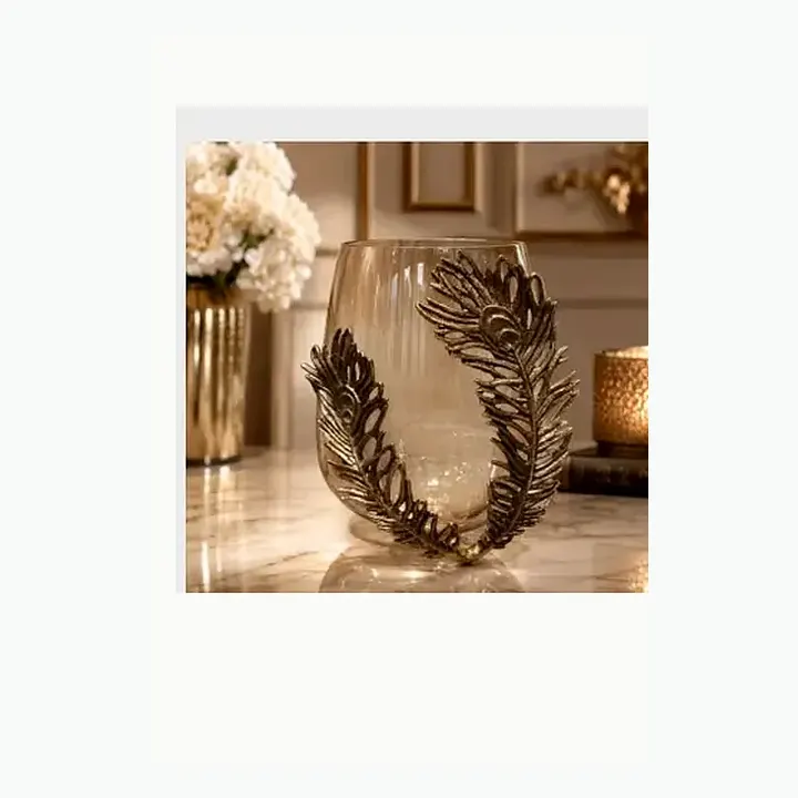 #6375 10x10x11 @1290 Feather Glass Vase alternate view
