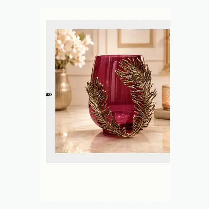 #6375 10x10x11 @1290 Feather Glass Vase alternate view