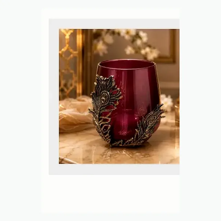 #6376 8x8x7.25 @860 Feather Glass Vase alternate view