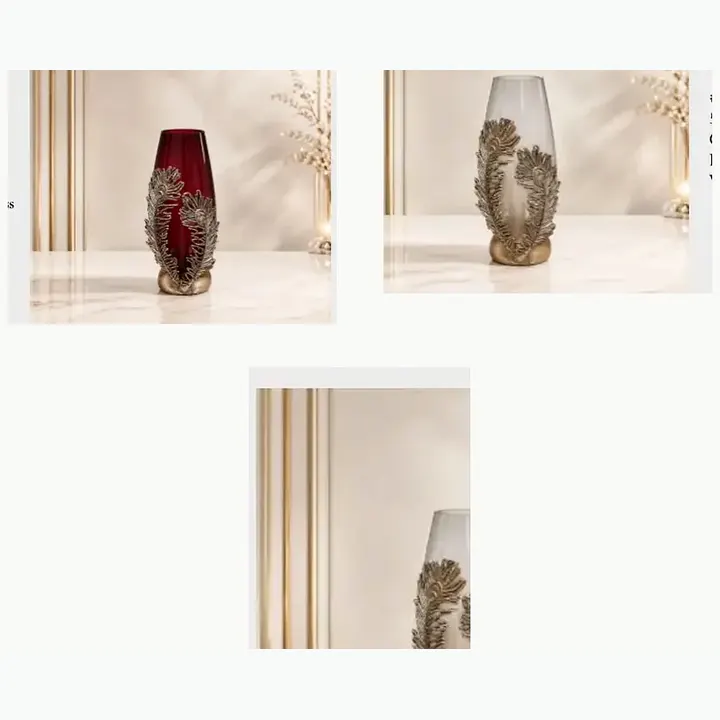 #6392 5x5x13.5 @1250 Feather Glass Vase