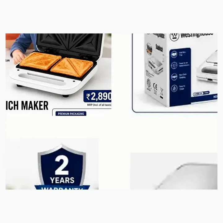 Wksmsl103 — Sandwich Maker - White detail