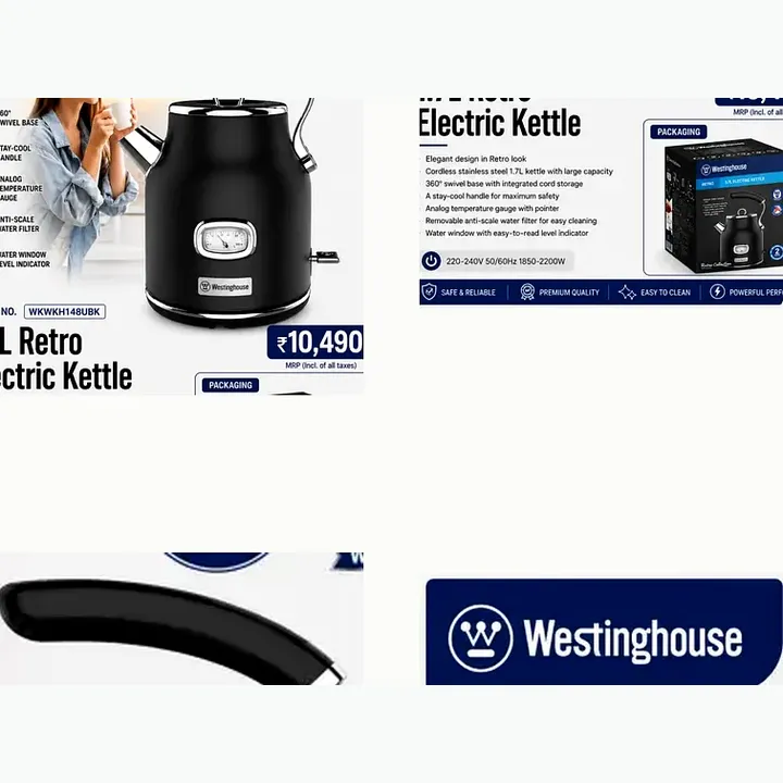 WKWKH148UWH — Retro Electric Kettle 1.7 Ltr White