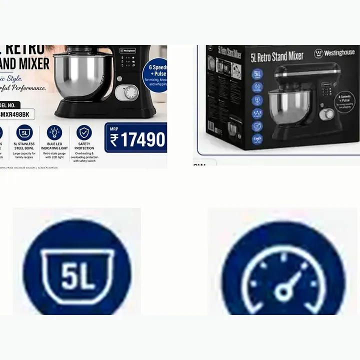 Wksmxr498bk — 6 Speed + Pulse 5l Retro Stand Mixer