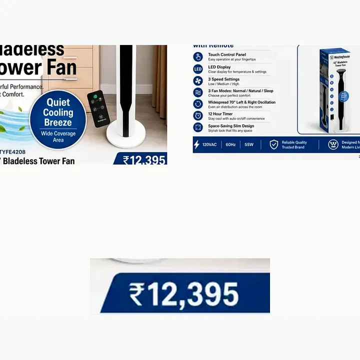 WSFTYE4208 (black) new — 42' BLADELESS TOWER FAN ( 70 W) with REMOTE